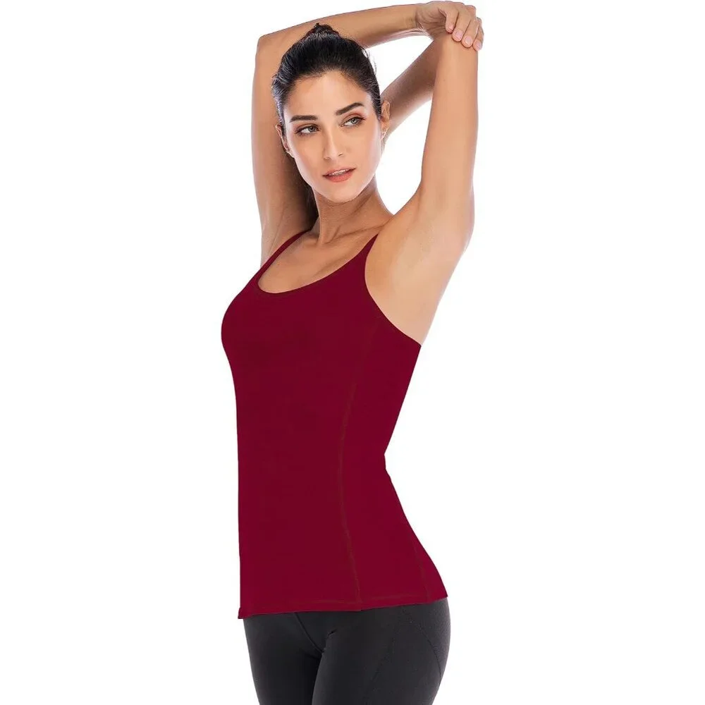 Yoga Tank Top Women Activewear Built-in Shelf Bra Strappy Back Medium - Picture 2 of 7